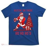 Blitzing On These Ho Ho Ho's Funny Santa Football Christmas  T-Shirt thumb 0