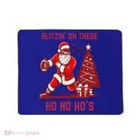 Blitzing On These Ho Ho Ho's Funny Santa Football Christmas  Mousepad thumb 0