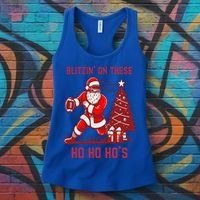 Blitzing On These Ho Ho Ho's Funny Santa Football Christmas  Women's Tank Top thumb 3
