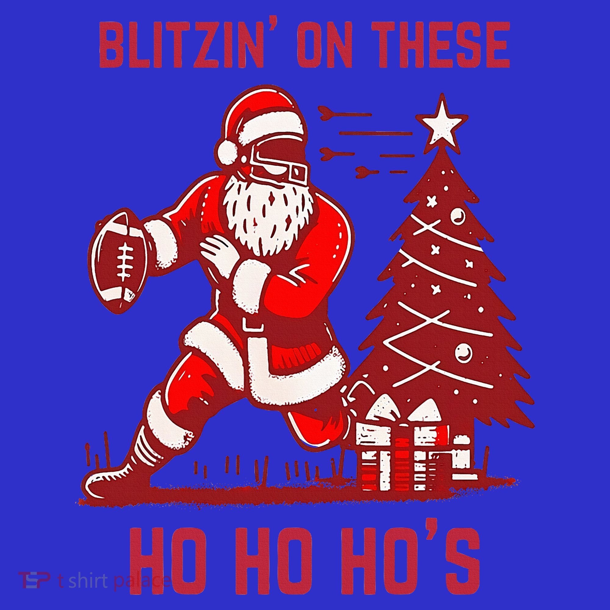Blitzing On These Ho Ho Ho's Funny Santa Football Christmas  Women's Tank Top