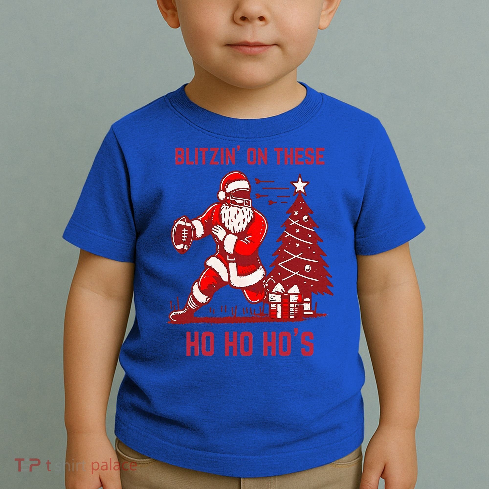 Blitzing On These Ho Ho Ho's Funny Santa Football Christmas  Toddler T-Shirt
