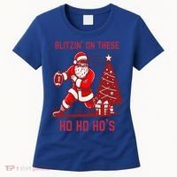 Blitzing On These Ho Ho Ho's Funny Santa Football Christmas  Women's T-Shirt thumb 0