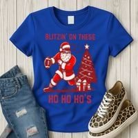 Blitzing On These Ho Ho Ho's Funny Santa Football Christmas  Women's T-Shirt thumb 3
