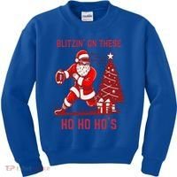 Blitzing On These Ho Ho Ho's Funny Santa Football Christmas  Kids Sweatshirt thumb 0