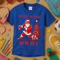 Blitzing On These Ho Ho Ho's Funny Santa Football Christmas  Kids T-Shirt thumb 3