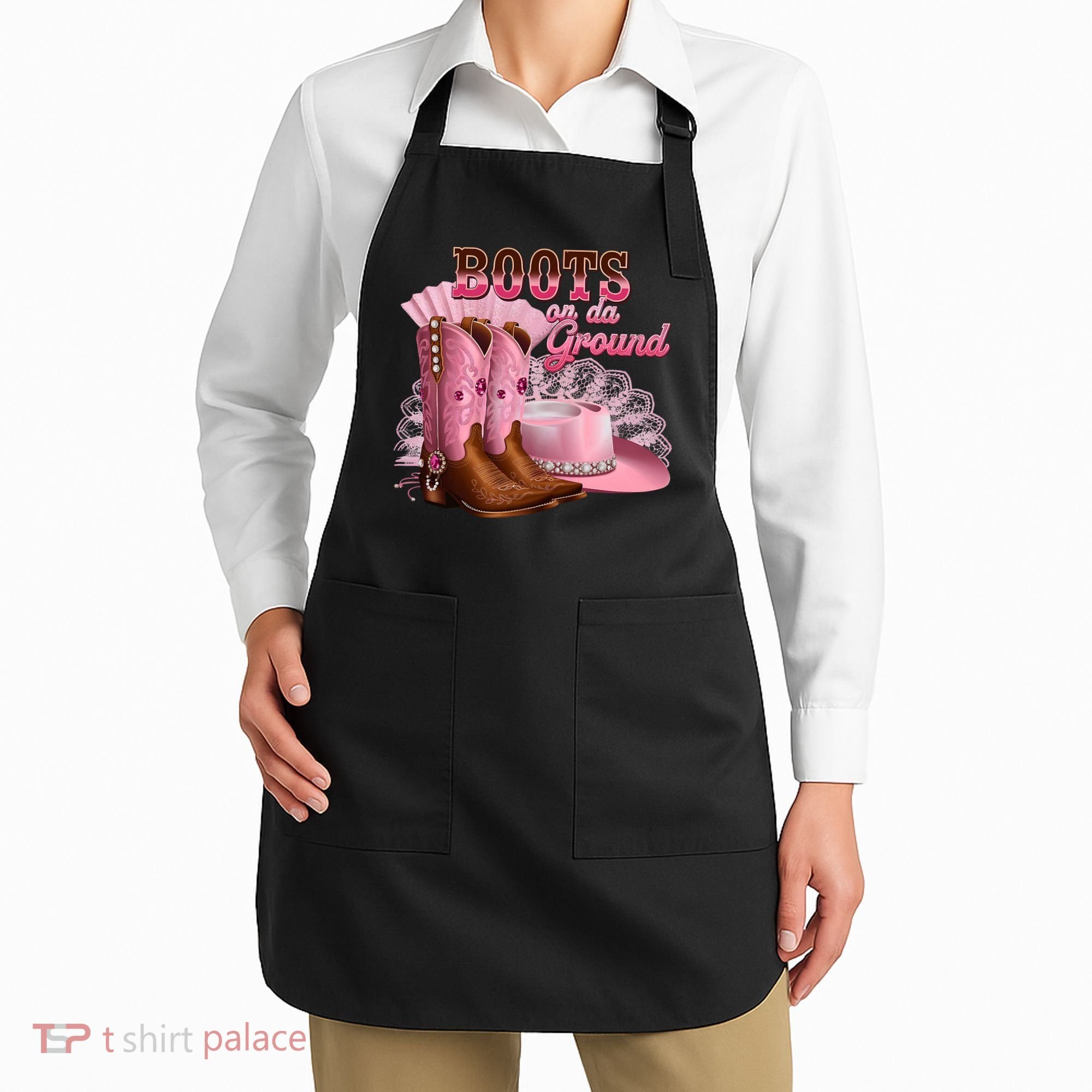 Boots On The Ground, Cowgirl Linedance, Boot Cowboy Western Apron