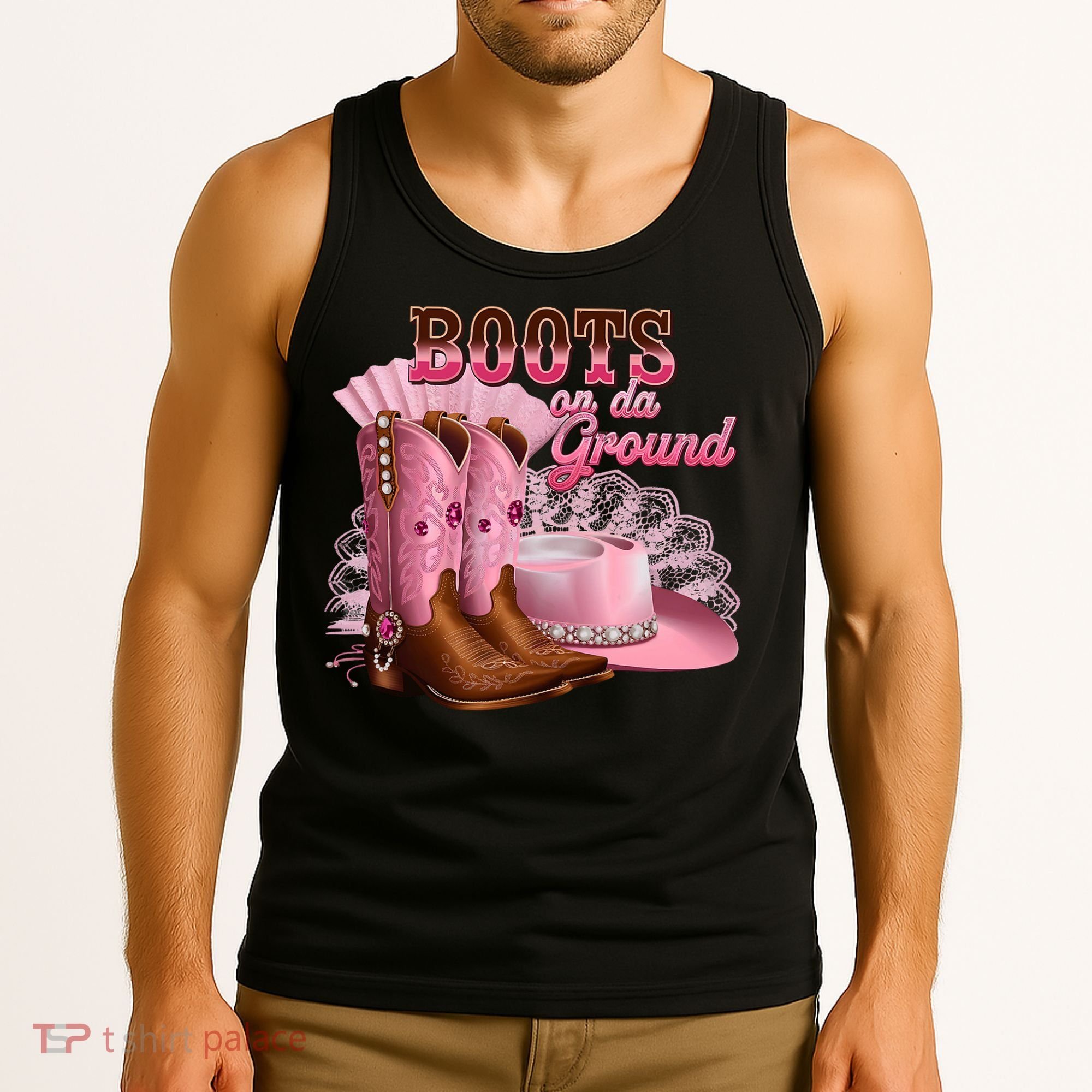 Boots On The Ground, Cowgirl Linedance, Boot Cowboy Western Tank Top