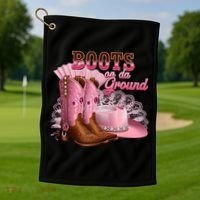 Boots On The Ground, Cowgirl Linedance, Boot Cowboy Western Golf Towel thumb 1
