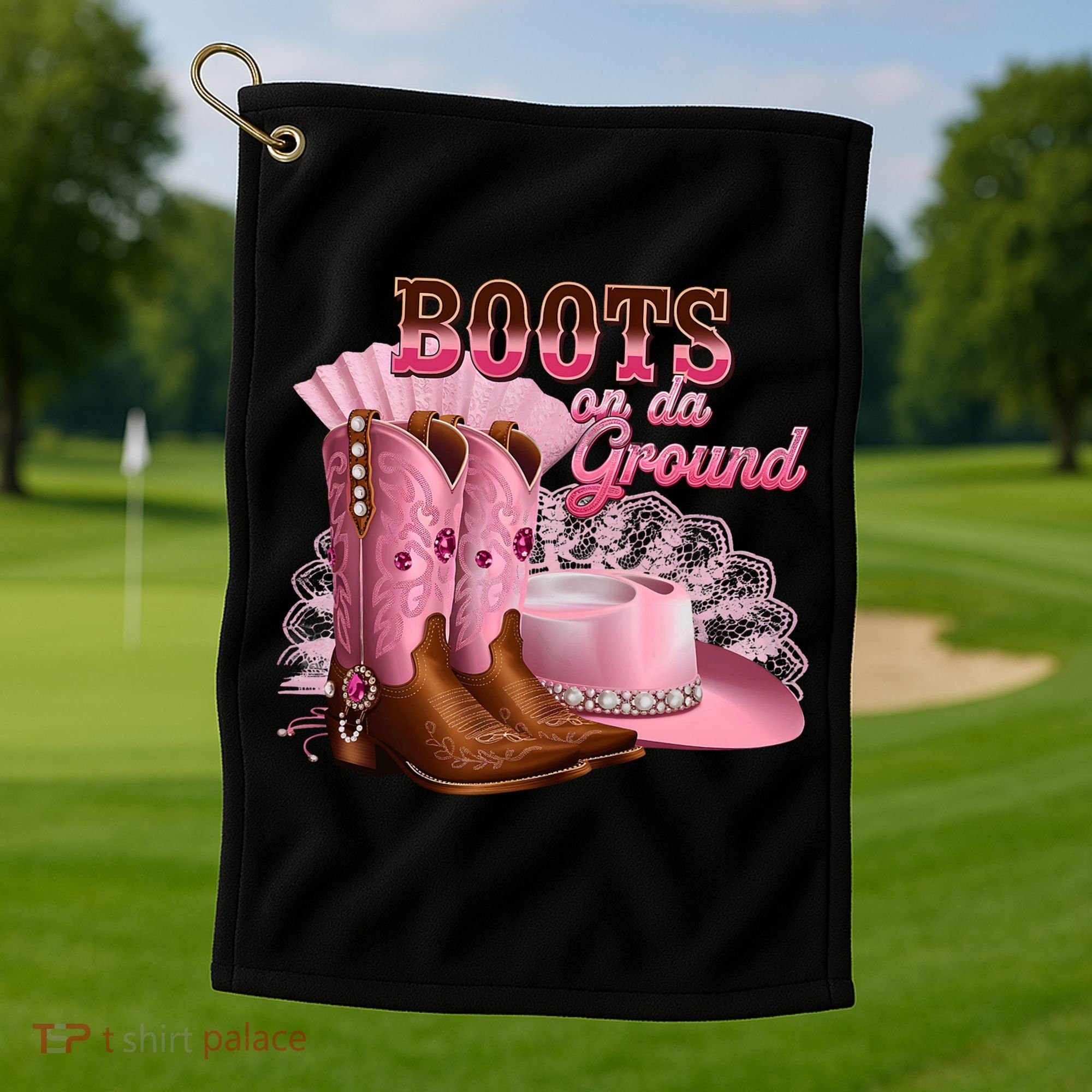 Boots On The Ground, Cowgirl Linedance, Boot Cowboy Western Golf Towel