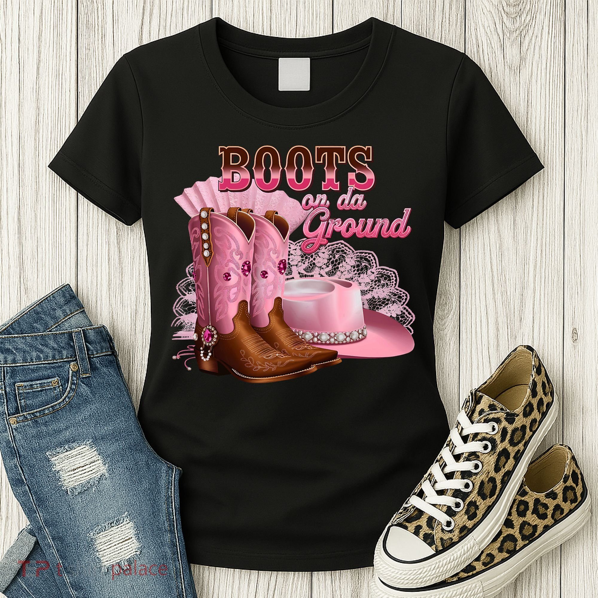 Boots On The Ground, Cowgirl Linedance, Boot Cowboy Western Women's T-Shirt