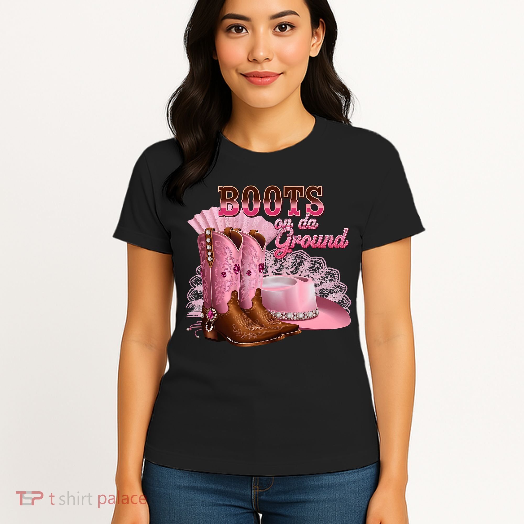 Boots On The Ground, Cowgirl Linedance, Boot Cowboy Western Women's T-Shirt