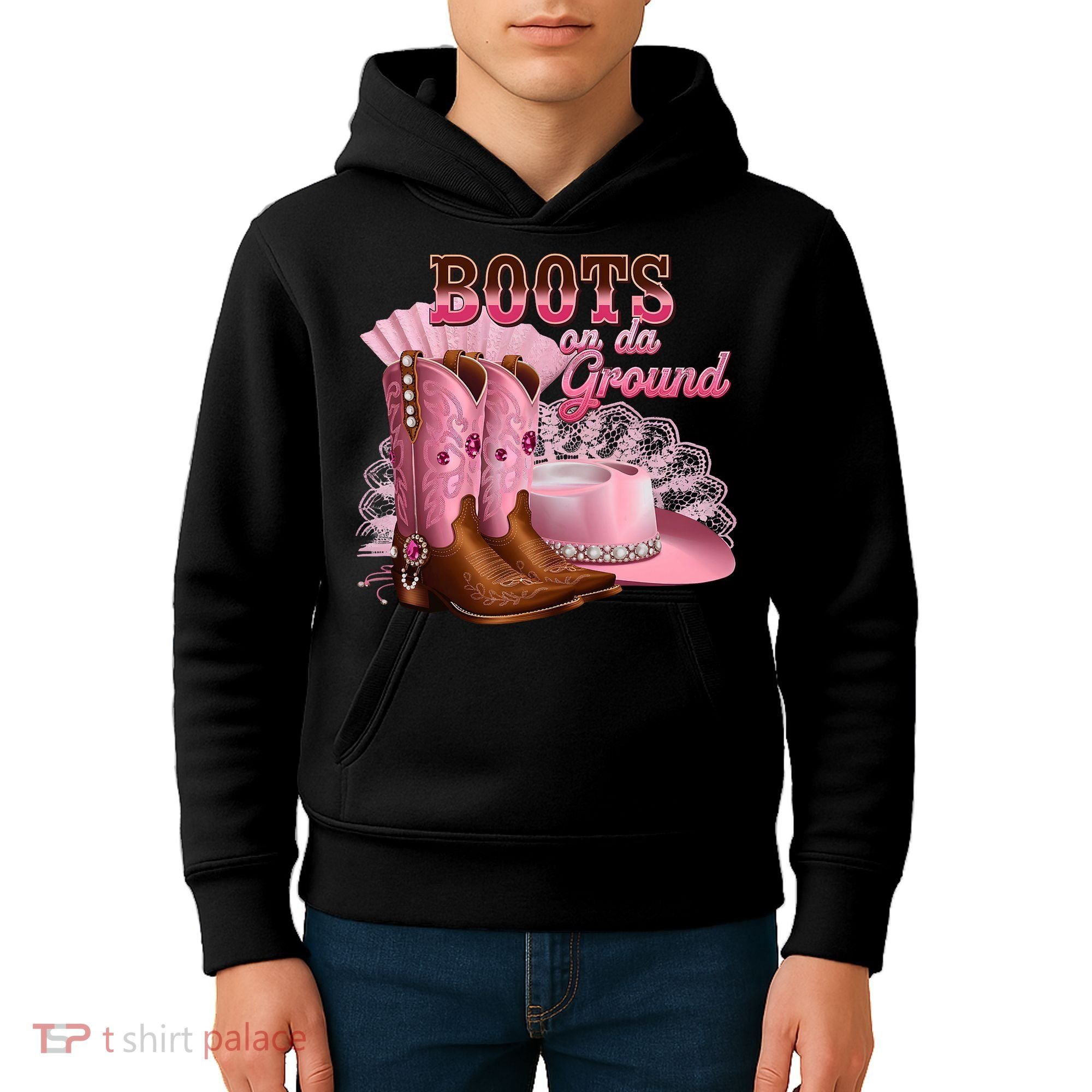 Boots On The Ground, Cowgirl Linedance, Boot Cowboy Western Kids Hoodie