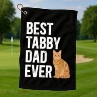 Best Orange Tabby Cat Dad Ever Orange Tabby Cat Owner Gift Golf Towel thumb 1