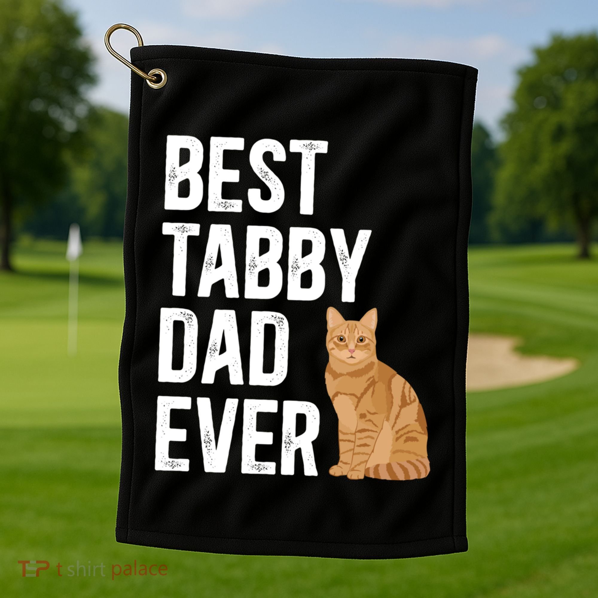 Best Orange Tabby Cat Dad Ever Orange Tabby Cat Owner Gift Golf Towel