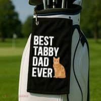 Best Orange Tabby Cat Dad Ever Orange Tabby Cat Owner Gift Golf Towel thumb 2
