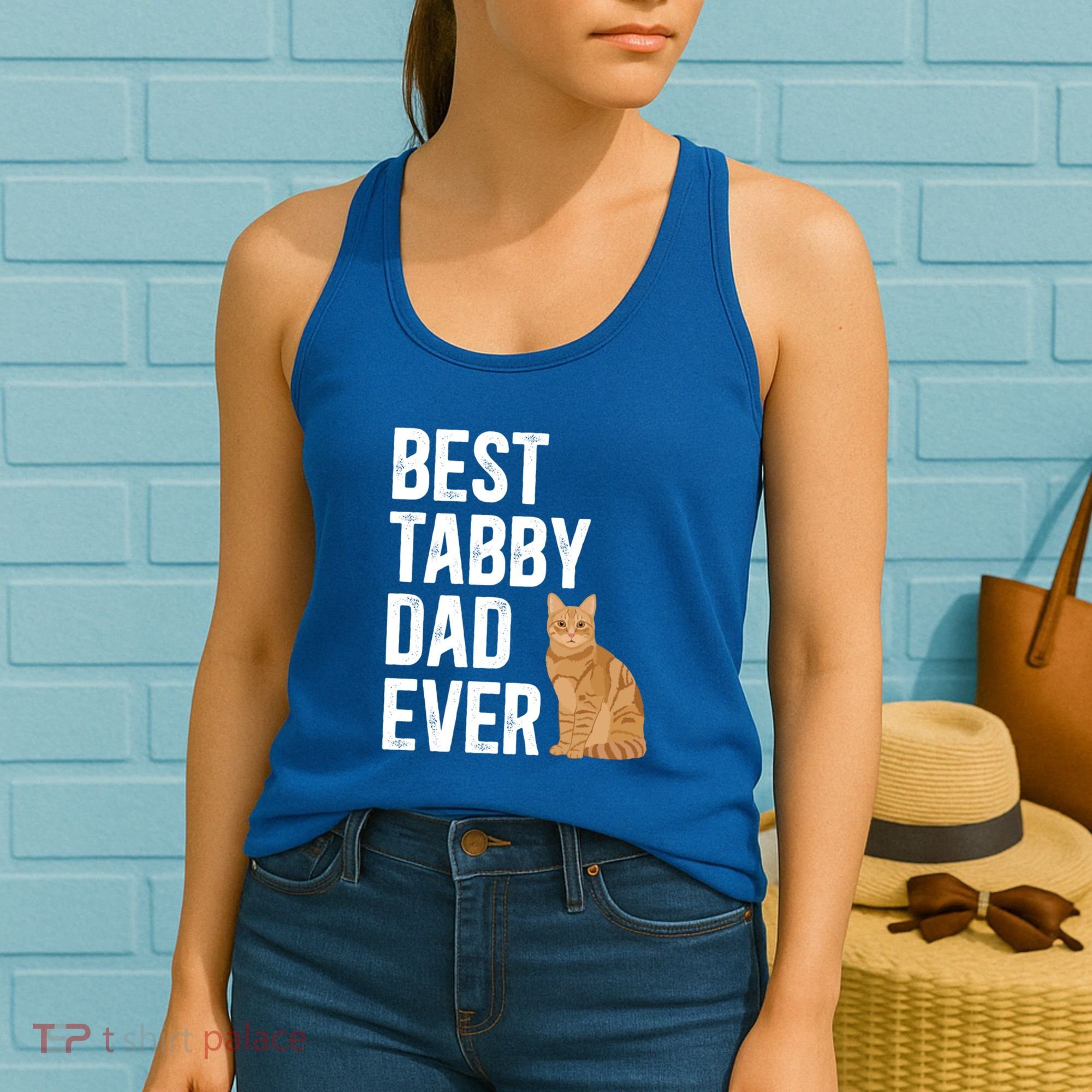 Best Orange Tabby Cat Dad Ever Orange Tabby Cat Owner Gift Women's Tank Top