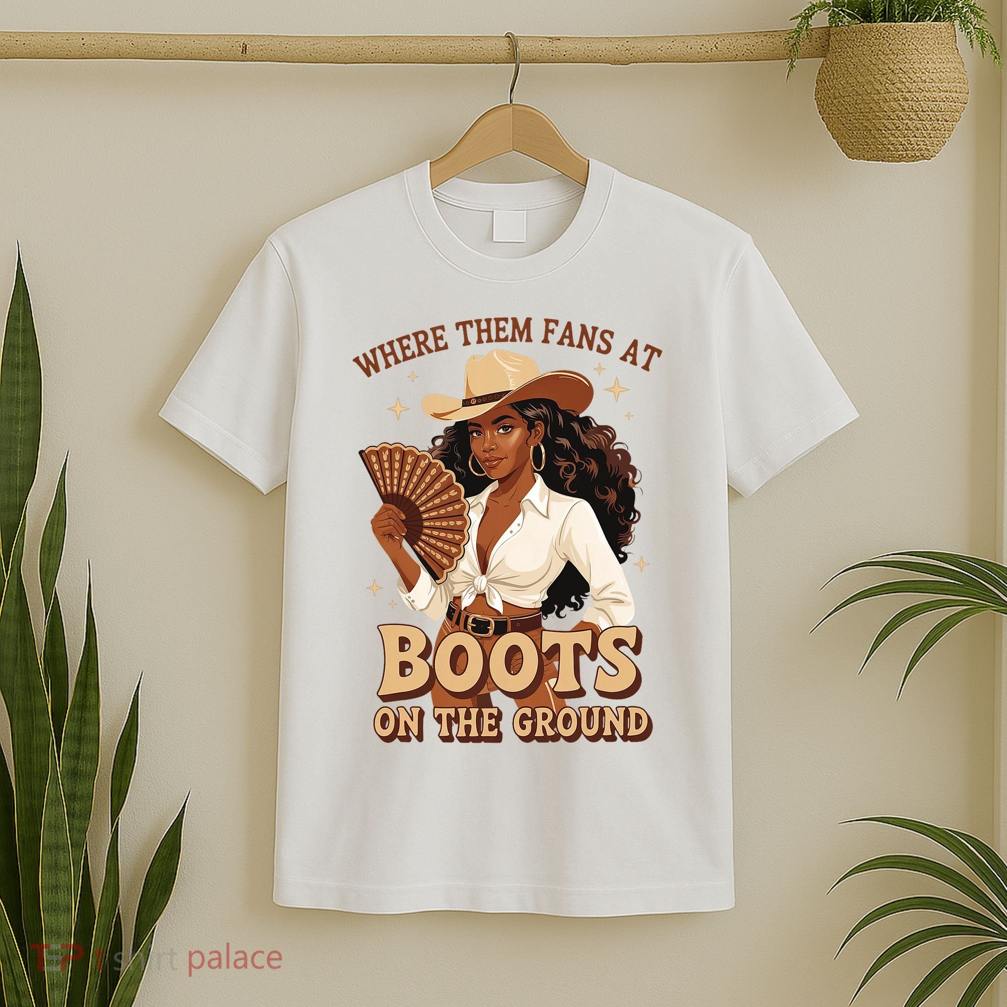 Boots On The Ground Where Them Fans At Black Cowgirl T-Shirt