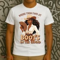 Boots On The Ground Where Them Fans At Black Cowgirl T-Shirt thumb 3