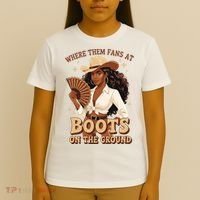 Boots On The Ground Where Them Fans At Black Cowgirl T-Shirt thumb 4