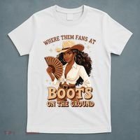 Boots On The Ground Where Them Fans At Black Cowgirl T-Shirt thumb 5