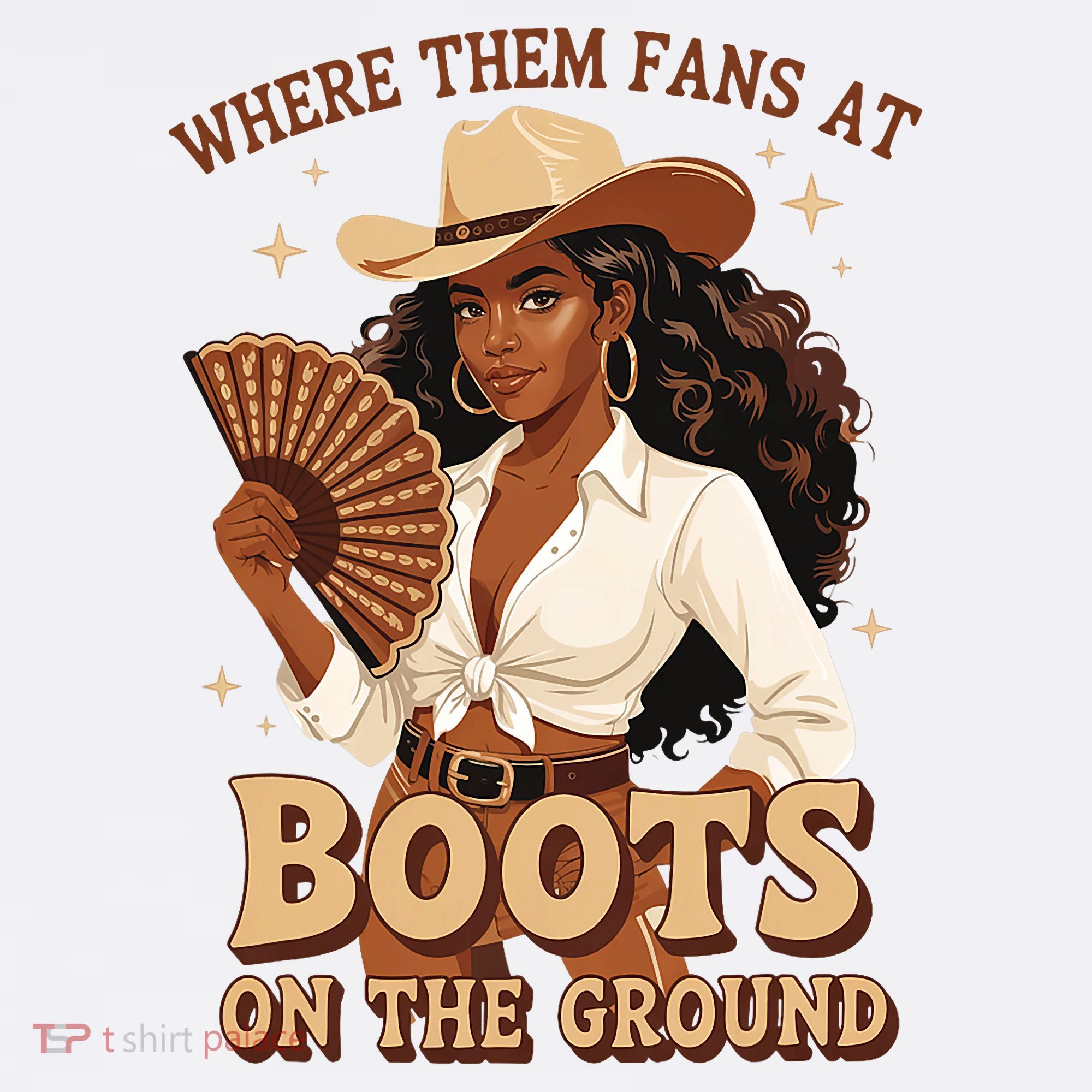 Boots On The Ground Where Them Fans At Black Cowgirl T-Shirt