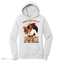 Boots On The Ground Where Them Fans At Black Cowgirl Women's Hoodie thumb 0