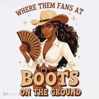 Boots On The Ground Where Them Fans At Black Cowgirl Women's Hoodie thumb 2