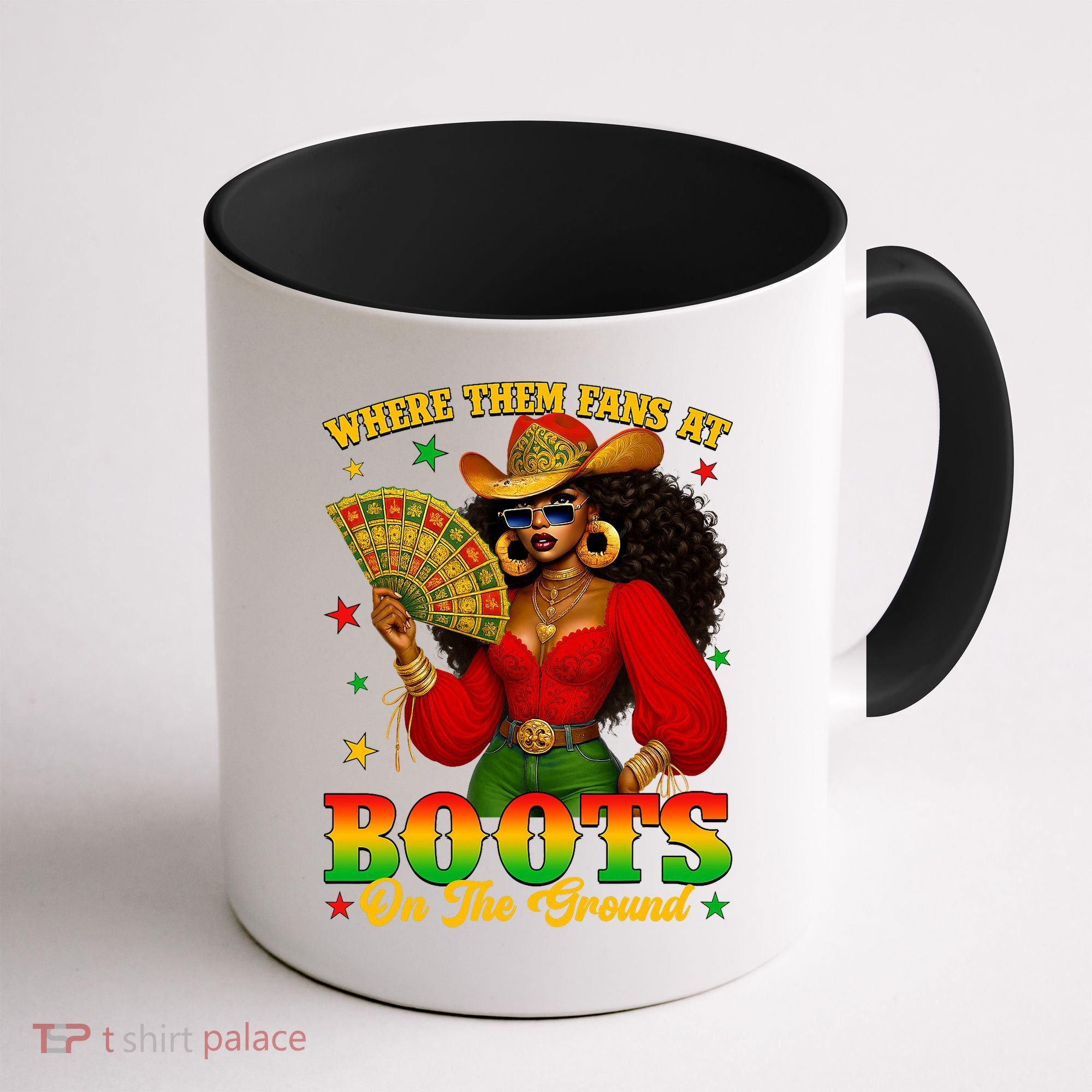 Boots On The Ground Juneteenth Cowgirl Where Them Fans At   Coffee Mug