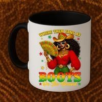 Boots On The Ground Juneteenth Cowgirl Where Them Fans At   Coffee Mug thumb 2
