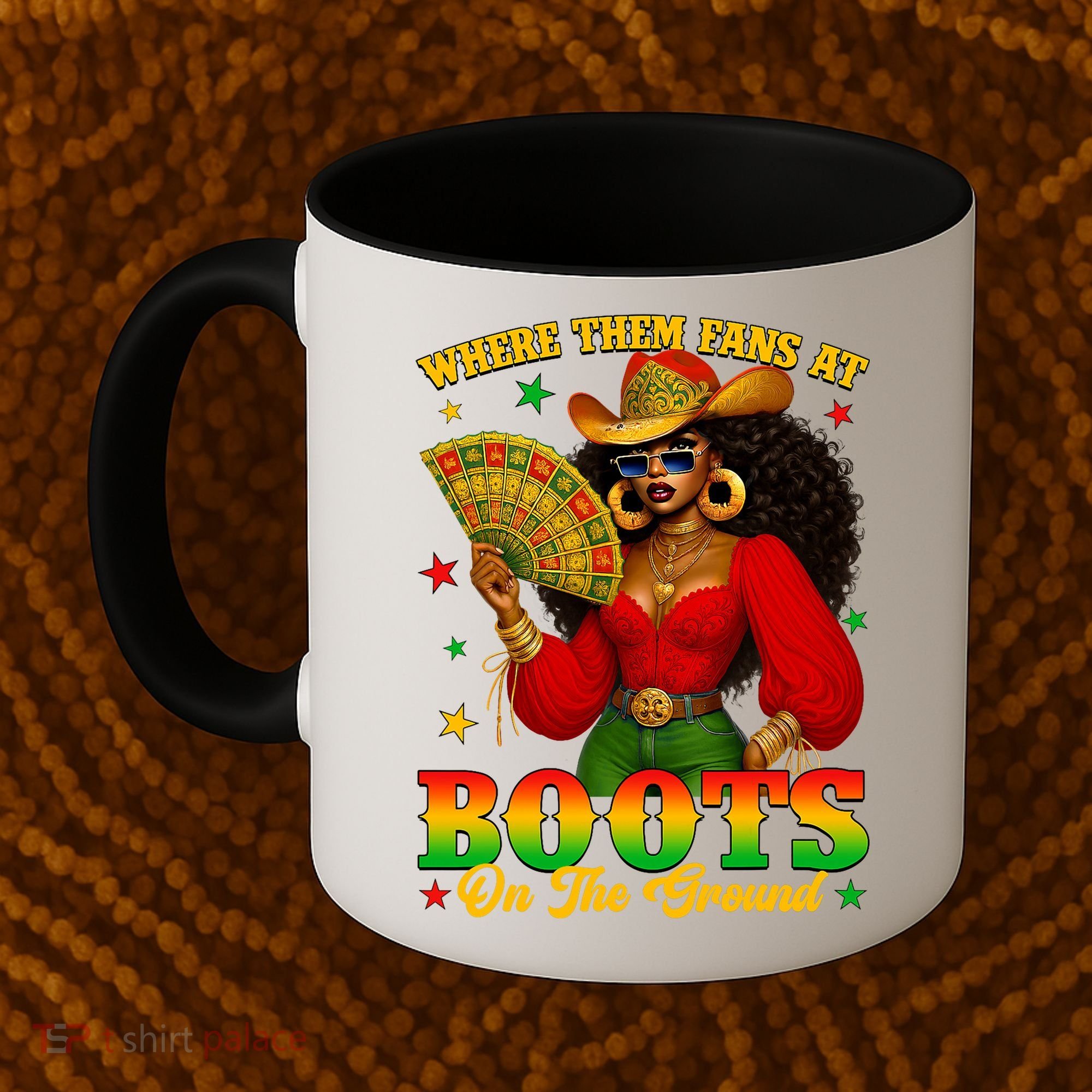 Boots On The Ground Juneteenth Cowgirl Where Them Fans At   Coffee Mug