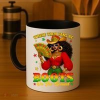 Boots On The Ground Juneteenth Cowgirl Where Them Fans At   Coffee Mug thumb 4