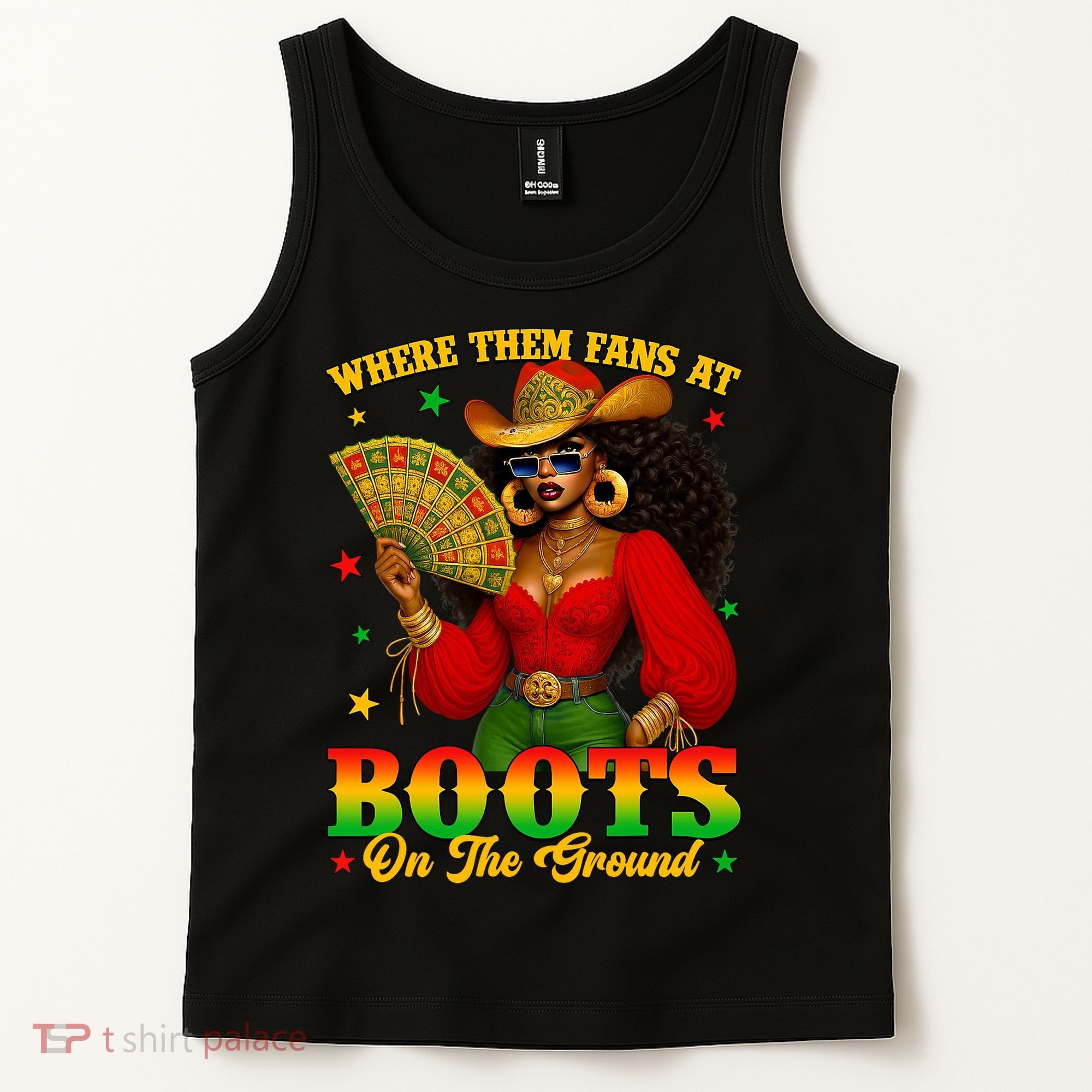 Boots On The Ground Juneteenth Cowgirl Where Them Fans At   Tank Top