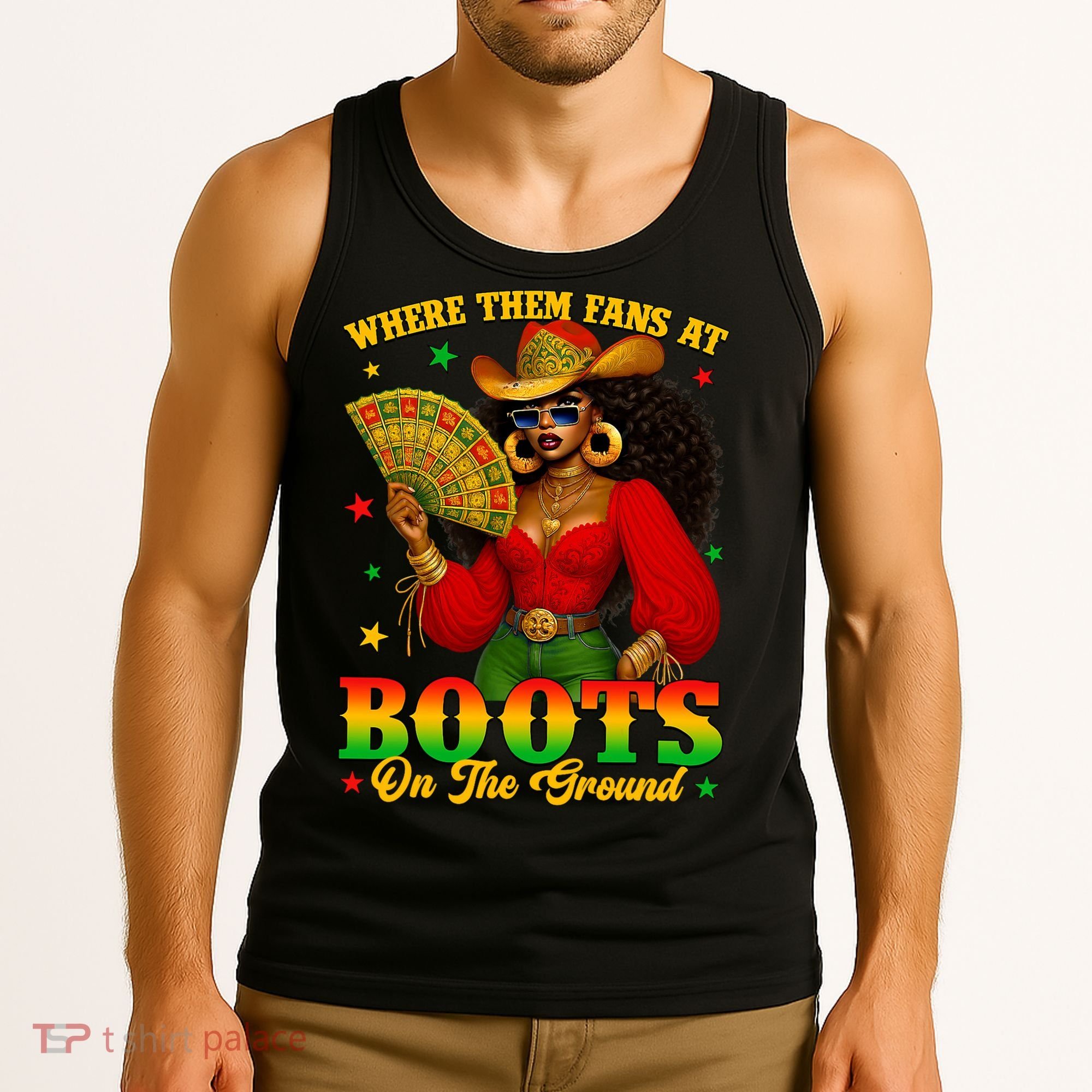 Boots On The Ground Juneteenth Cowgirl Where Them Fans At   Tank Top