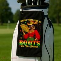 Boots On The Ground Juneteenth Cowgirl Where Them Fans At   Golf Towel thumb 2