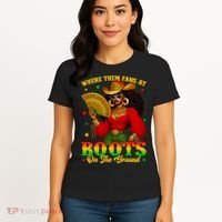Boots On The Ground Juneteenth Cowgirl Where Them Fans At   Women's T-Shirt thumb 4