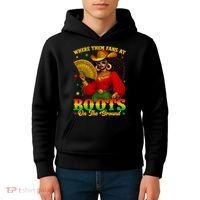 Boots On The Ground Juneteenth Cowgirl Where Them Fans At   Kids Hoodie thumb 4