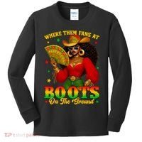 Boots On The Ground Juneteenth Cowgirl Where Them Fans At   Kids Long Sleeve Shirt thumb 0