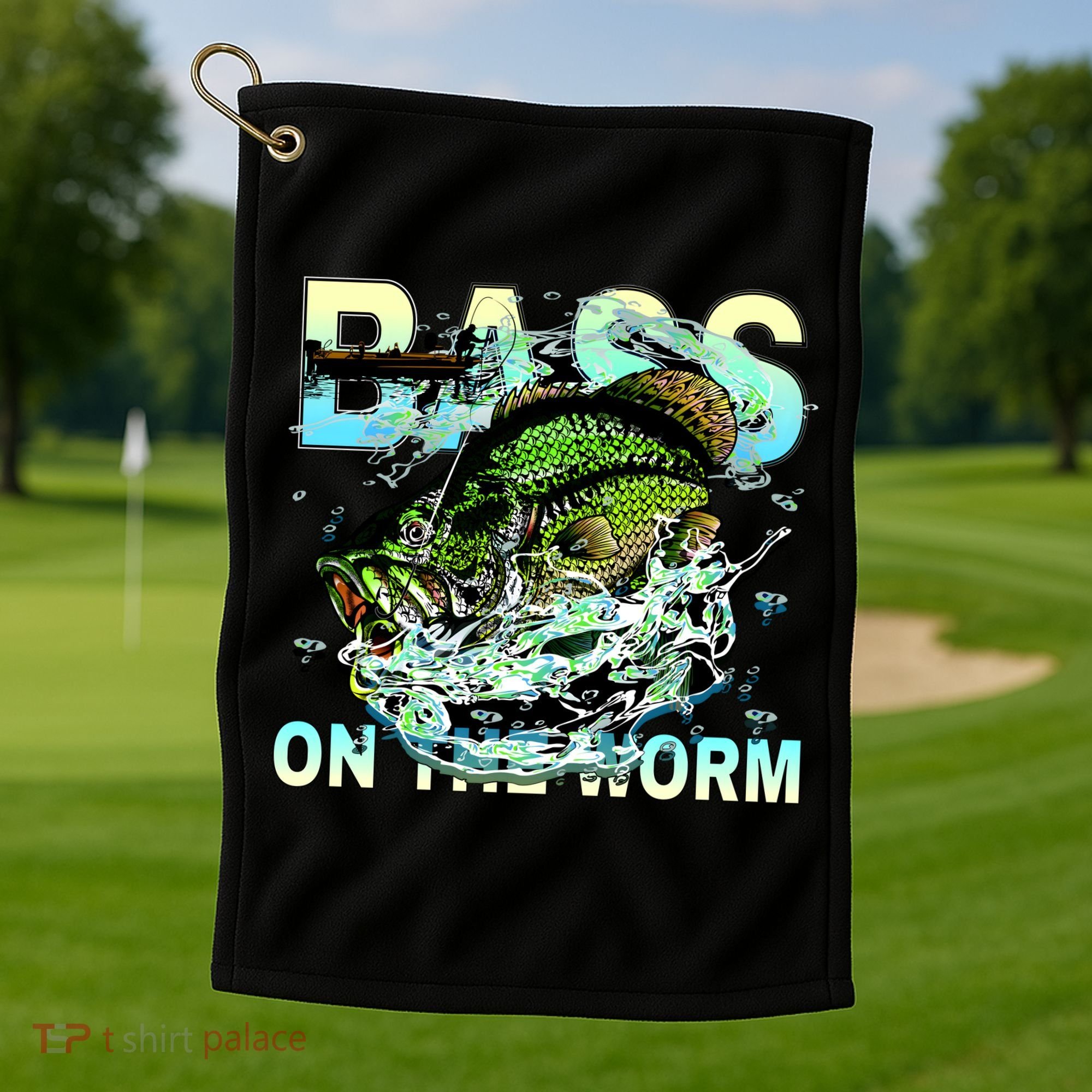 Bass On The Worm Golf Towel