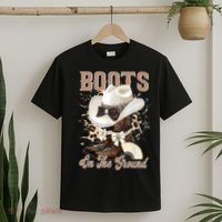 Boots On The Ground Black Cowgirl Western Where Them Fans  T-Shirt thumb 2