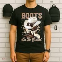 Boots On The Ground Black Cowgirl Western Where Them Fans  T-Shirt thumb 6