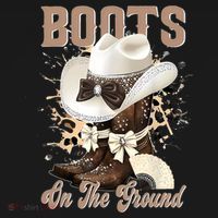 Boots On The Ground Black Cowgirl Western Where Them Fans  T-Shirt thumb 7