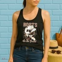Boots On The Ground Black Cowgirl Western Where Them Fans  Women's Tank Top thumb 2