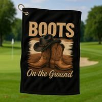 Boots On The Ground Cowgirl Line Dance Golf Towel thumb 1