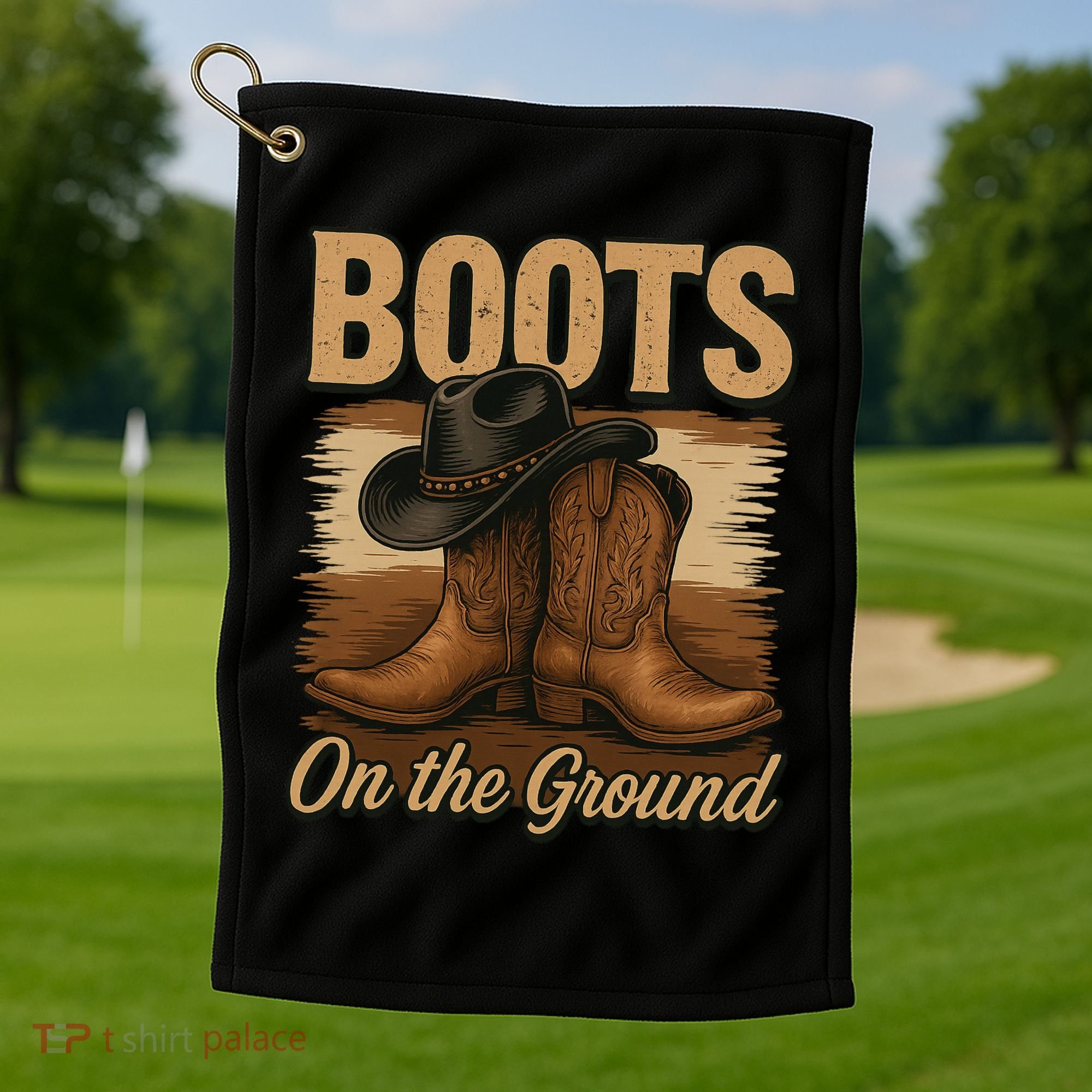 Boots On The Ground Cowgirl Line Dance Golf Towel