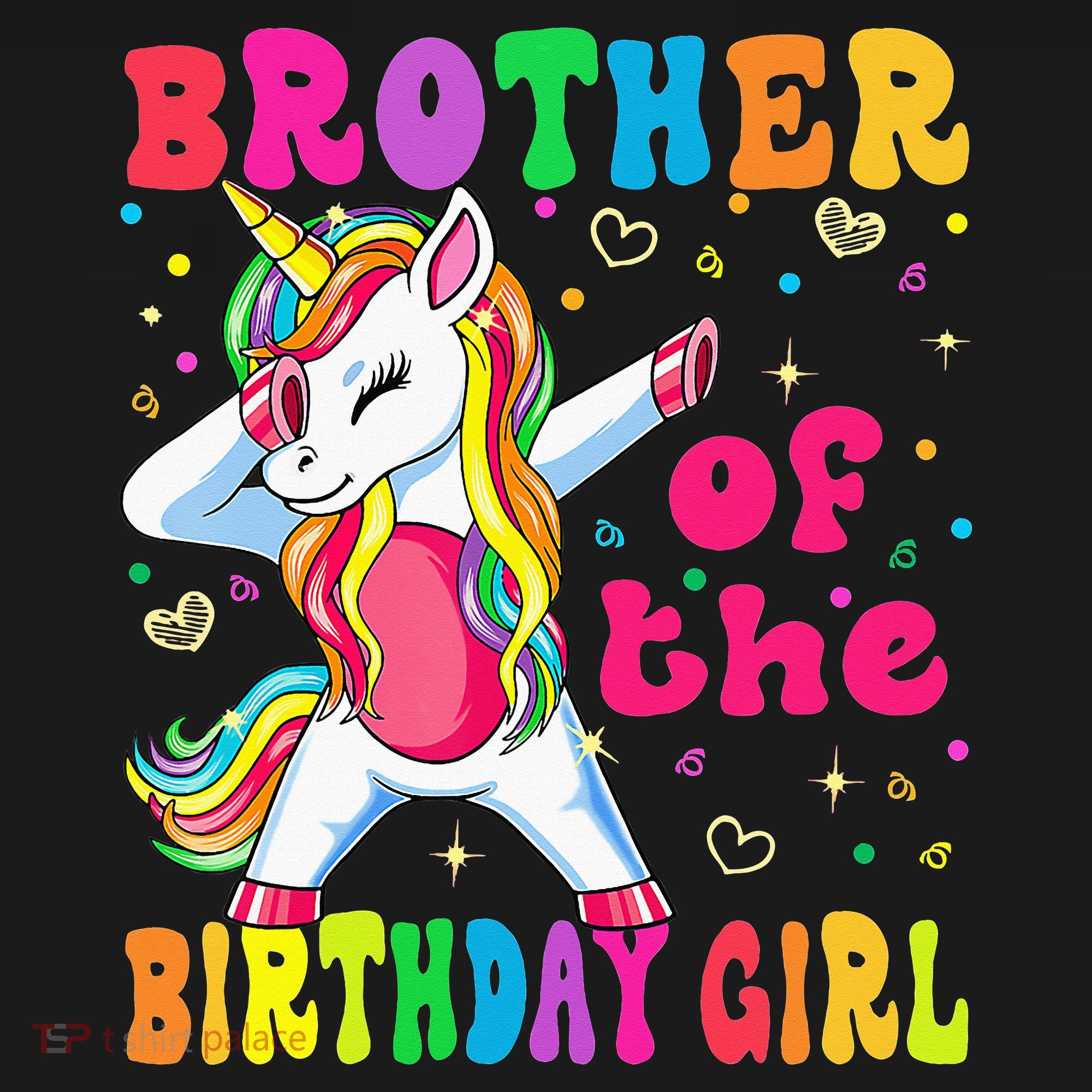 Brother of the Birthday Princess Dabbing Unicorn T-Shirt