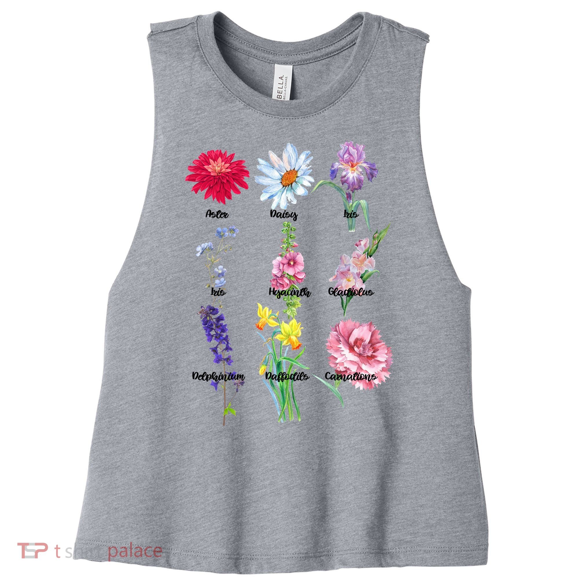 Botanical Floral Flowers Women's Racerback Cropped Tank