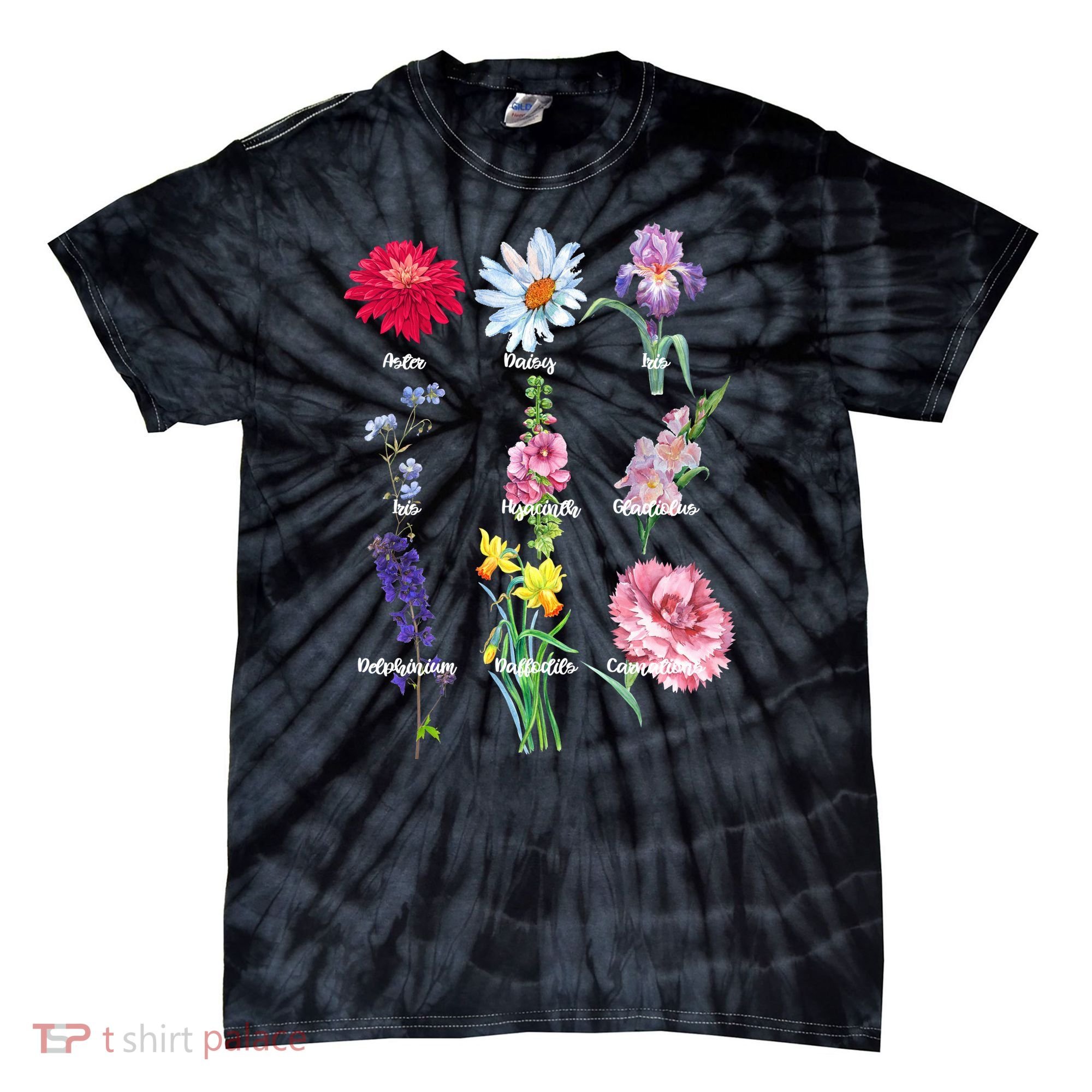 Botanical Floral Flowers Tie-Dye T-Shirt