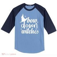 Bow Down Witches Raglan Baseball Sleeve Shirt thumb 0