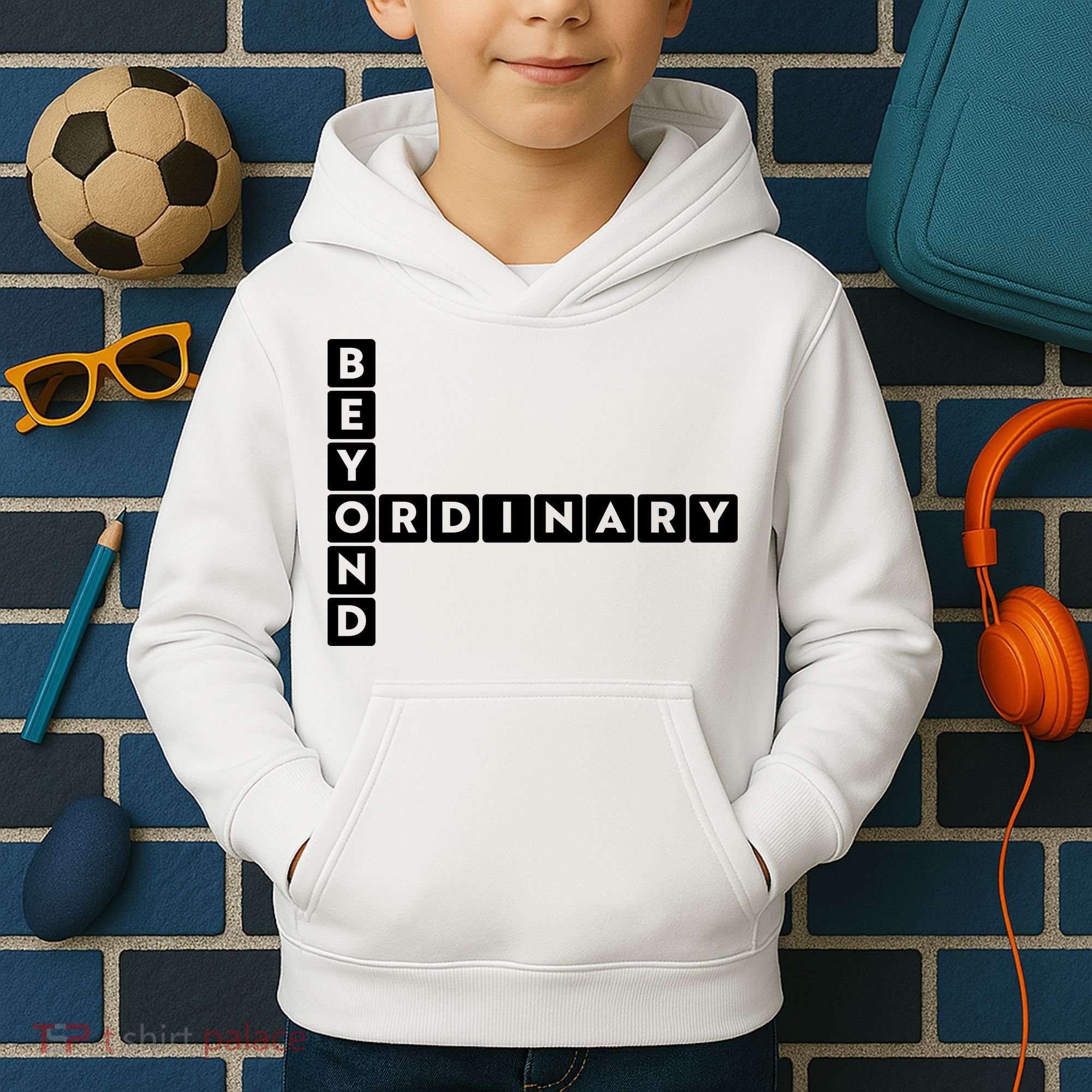 Beyond Ordinary Word Game Style Kids Hoodie