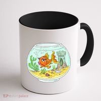 Bowl with Goldfish Cartoon Coffee Mug thumb 1